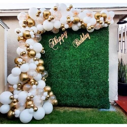 1set White Gold Balloon Garland Arch Kit Gold Dot Chrome Metallic Latex BallonWedding Birthday Party Decor baby Shower Globos