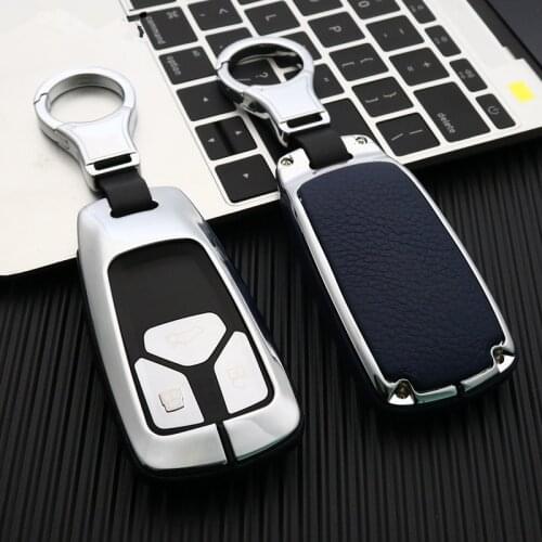 1pc Zinc alloy+Genuine Leather car key protection case cover For Audi C6 A7 A8 B9 R8 A1 A3 A4 A5 Q5 Q7 A6 C5 TT TTS 8S 2016 2017