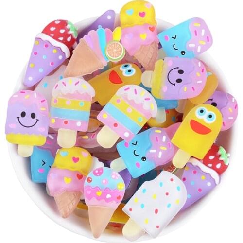 14 - 35 Pcs Cartoon Ice Cream Resin Decoration Craft Flatback Cabochon Scrapbooking Decorations Kawaii Cute Diy Accessories