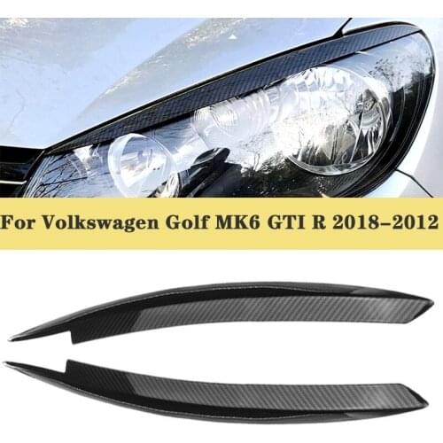 2Pcs Headlights Eyebrow Eyelids ABS Chrome Trim Cover for VW Golf MK6 GTI R 2008-2013 also For GTI R