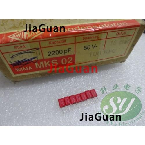 20pcs NEW 2.2nF/50V WIMA MKS02 0.0022uF/50V P2.5MM audio film capacitor mks02 222/50v MKS2 2.2nf 2200pf 2n2 50V
