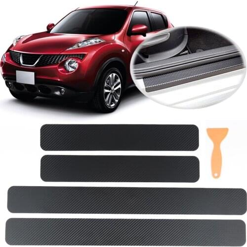 4pcs Door Carbon Fiber Car Scuff Plate sticker Vinyl Decal sticker for BMW Opel Peugeot Nissan lada stickers and decals