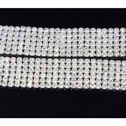 5Yards Rhinestone Trim Sewing Tape Ribbon Glass Crystal Rhinestone Ribbon Decoration Shoes Clothing Accessories Free Shipping