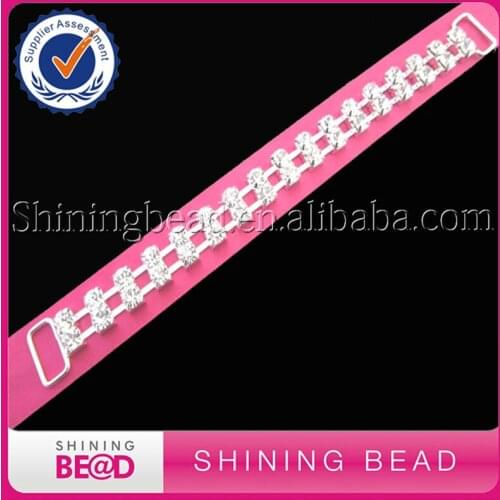 50pcs/lot 2 rows 170mm Charm Silver Metal Chain Buttons Crystal Rhinestone Bikini Swimwear Connectors/ Buckle For Swimwear