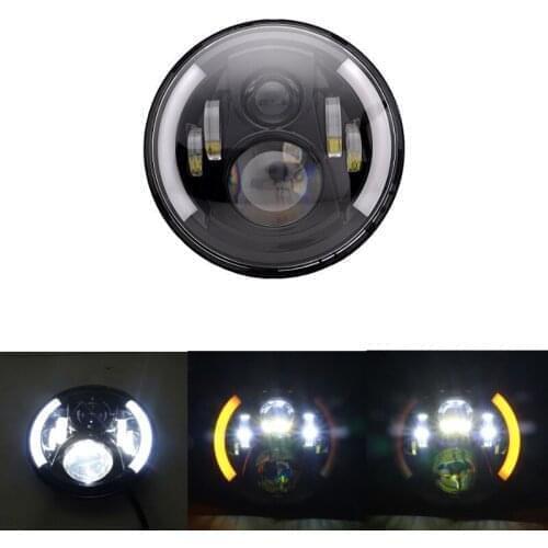 7inch Round Motorcycle LED Headlight High Low Light Halo Angle Eye DRL Headlamp For Road King Jeep Wrangler Off Road 4x4