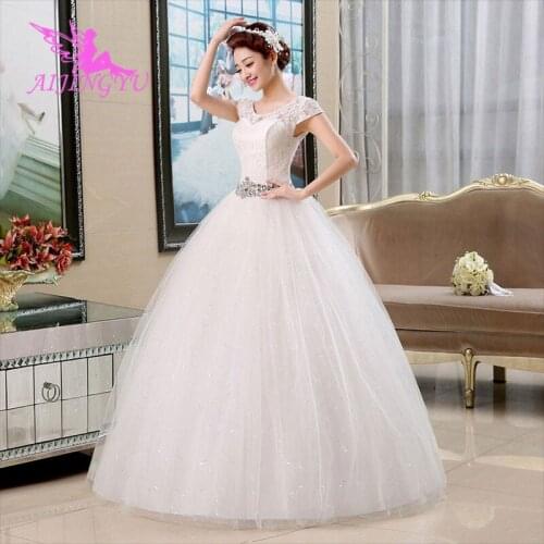 AIJINGYU 2021 floor length Customized new hot selling cheap ball gown lace up back formal bride dresses wedding dress WK472