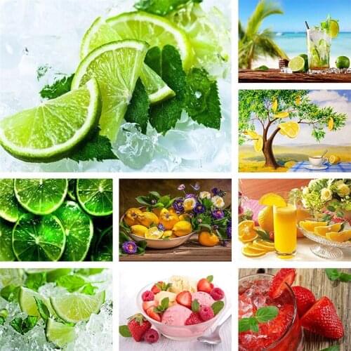 5D DIY Diamond Painting Fruit Lemon Square Diamond Embroidery Decoration Home Resin Diamond Crystal Rhinestone Picture