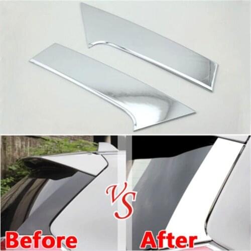 BBQ@FUKA 2pcs/set Chrome ABS Plastic Rear Window Sill Trim Decoration Fit for Nissan Rogue X-Trail 2014 2015 2016 2017