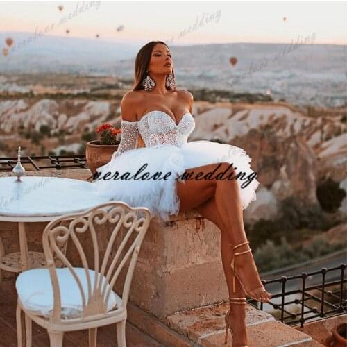 Sequins Short Prom Dress Illusion Sexy Ruffles Tulle Cocktail Party Gowns Off Shoulder Homecoming Graduation Club Dress