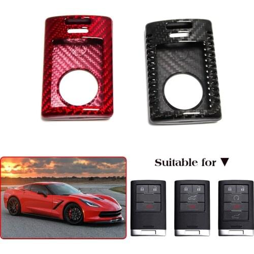 Carbon Fiber Shell Car Remote Key Cover Case Fob Protection Car Key chain Trim For Chevrolet Chevy Corvette C7 2014-2019