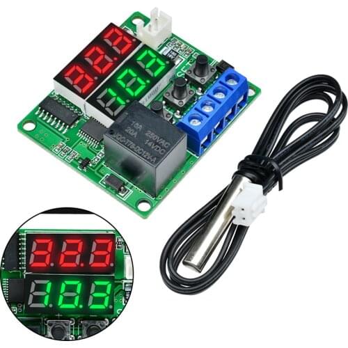 W1219 Dual LED Digital Thermostat Temperature Controller Relay Switch Control NTC Sensor Module DIY DC 12V Temperature Regulator