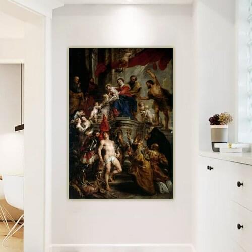 Citon Peter Paul Rubens《Madonna Enthroned with Child and Saints》Canvas Oil Painting Picture Wall Hanging Decorations Home Decor