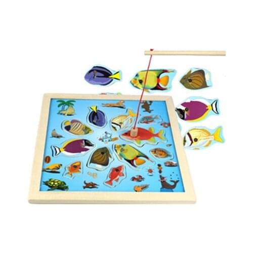 Wooden Magnetic Fishing Toy Educational Toy Puzzle Improve Children‘s Hands-on Ability Magnetic Accessories Indoor Outdoor Toy