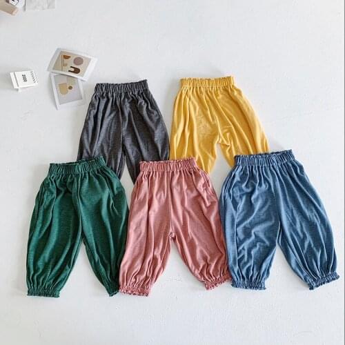 Kids Pants Summer Candy-colored Anti-mosquito Pants for Girl Toddler Boy Trousers 2 3 4 5 6 7 Years Baby Child Pants Harem Pants