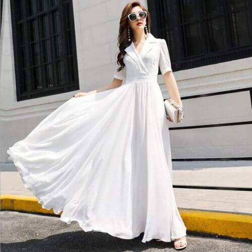 Full length French high waist was thin super longer dress female longer dress vacation temperament dress F1730