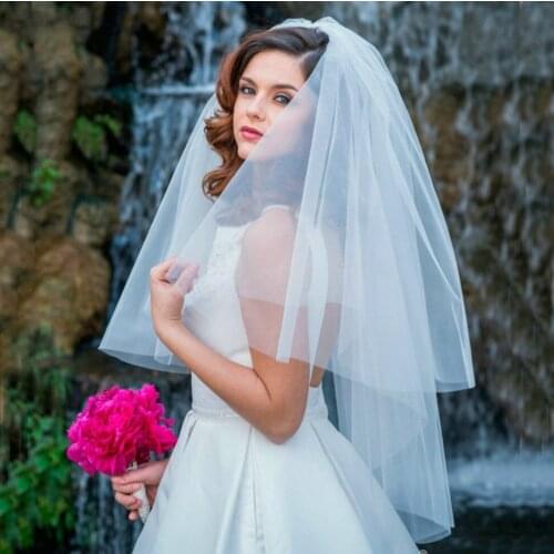 10$ White Veil Short Tulle Bride Veils Handmade Wedding Party Accessories 0.75 Meter 2019 Cheap Bridal Veil Ivory With Comb