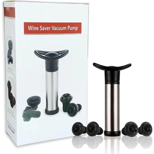 Wine Preserver Vacuum Air Pump Wine Bottle Stoppers Durable Stainless Steel Construction Airtight, Leak-Proof Seal Easy
