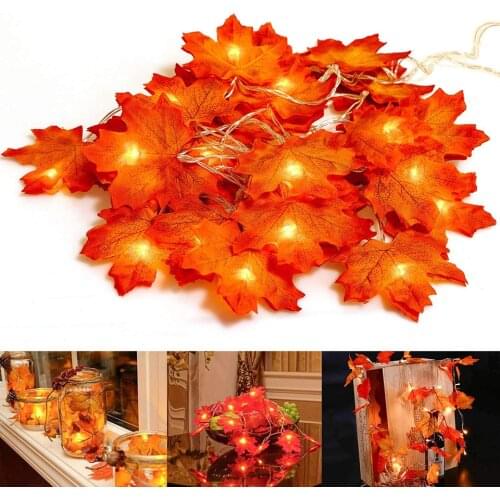Fairy String Lights 10 20 30 LEDs Maple Leaves Light Battery Operated for Outdoor Home Halloween Christmas Party Decoration