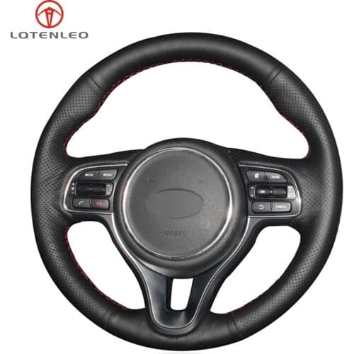 LQTENLEO Black PU Artificial Leather Car Steering Wheel Cover For Kia K5 Optima 2016-2018 Sportage KX5 2016-2019 Niro 2017-2019