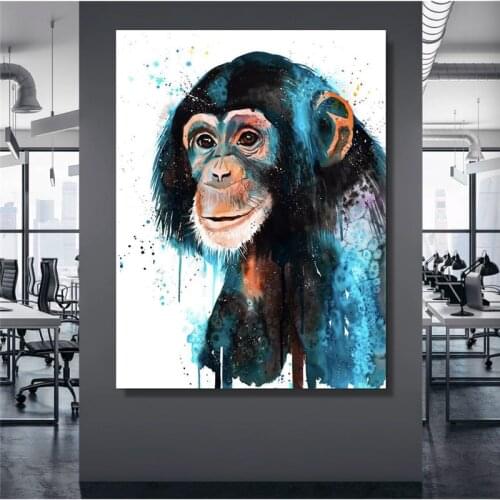Canvas Paintings Wall Art Home Cute Chimpanzees Decor Poster HD Black Animal Prints Modular Pictures Living Room No Framework