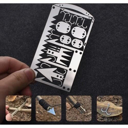 22 in 1 Camping Survival Card Multitool Hook Fork Saw for Outdoor Hunting Multifunctional Survival Tool Fishing Tackle Hook Card