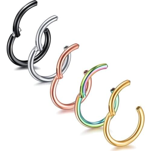 30pc/Lot Surgical Steel 16G Small Nose Rings Mixed Color Body Clips Hoop For Women Men Septum Clicker Cartilage Piercing Jewelry