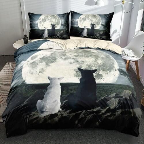 3D Bedding Sets Full Quilt/Comforter Covers and Pillowcases 3-Piece 3D Animal Wolf Home Textiles