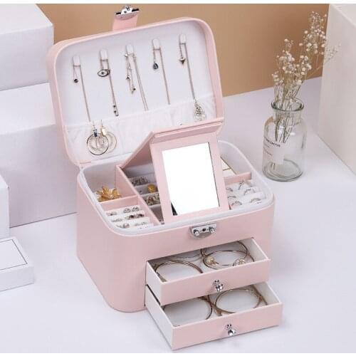 Fashion Design Leather Jewelry Box Jewelry Case Jewelry Package Storage Large Space Jewelry Ring Necklace Bracelet Hot Selling