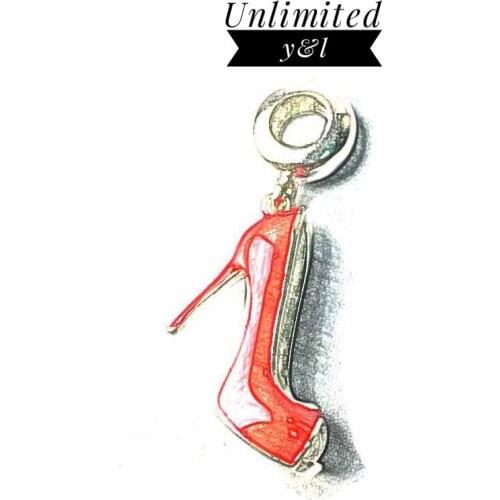 Red High Heels Shoe Charm Karma Beads 925 Sterling Silver Fashion DIY Making Jewelry Accessories Fit Bracelets&Necklaces Chain