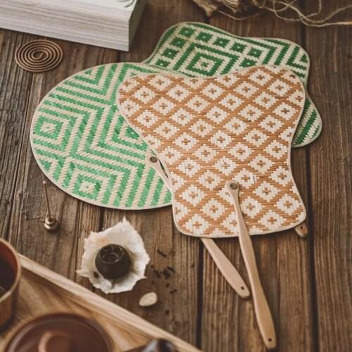 Ancient Style Bamboo Woven Small Fan Summer Cooling Fan Plum Blossom Banana round Circular Fan Chinese Retro Bamboo Fan Shooting