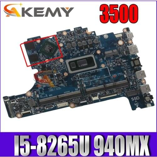 For DELL 3500 Laptop Motherboard CN-0KVN26 0KVN26 KVN26 18750-1 With SRFFX I5-8265U N16S-GTR-S-A2 940MX 100% working well