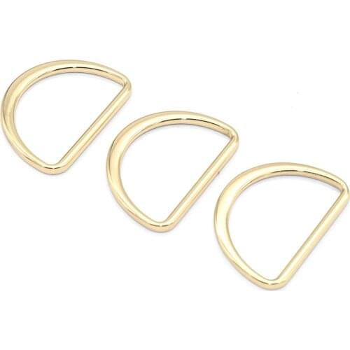 Metal D Rings Belt Strap Buckles D Circles Connector D Clasp Buckles Light Gold D Loop Connectors for Handbag Webbing Purse