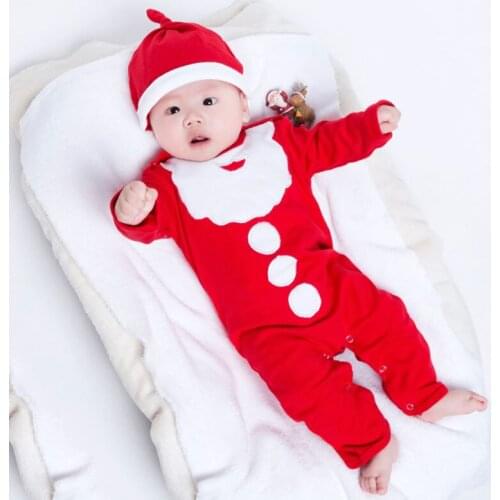My First Christmas Santa Claus Romper Jumpsuit Infant Newborn Baby Girls Boys Long Sleeve Red Hat Outfits Babe Christmas Clothes