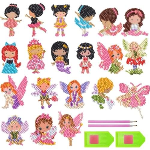 20Pcs 5D DIY Diamond Painting Stickers Kits Handmade DIY Princesses Diamond Painting Art Cute Painting for Kids and Adult