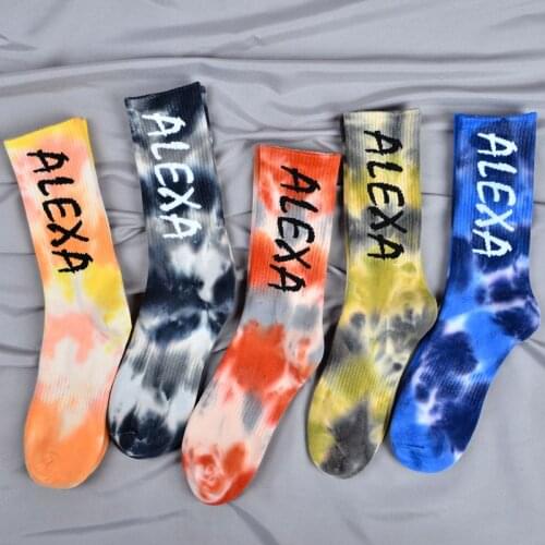 Mens Novelty Socks Tie Dye Colorfu Hip Hop High Quality Cotton Skate Funny Socks Couple Japanese Christmas Socks dropshipping