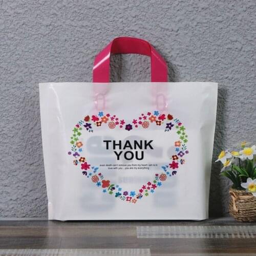 Easter 50pcs In/ 33x25x6cm Plastic Gift Handbag For Childrens Womens Clothing, Wholesale Thick Packing Bag" Thank You" Logo