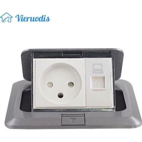 All Aluminum Panel Soft Pop Up Floor Socket Popsocket 16A Israel Standard Power Outlet With Network Charging Port 5V 2.1A Max