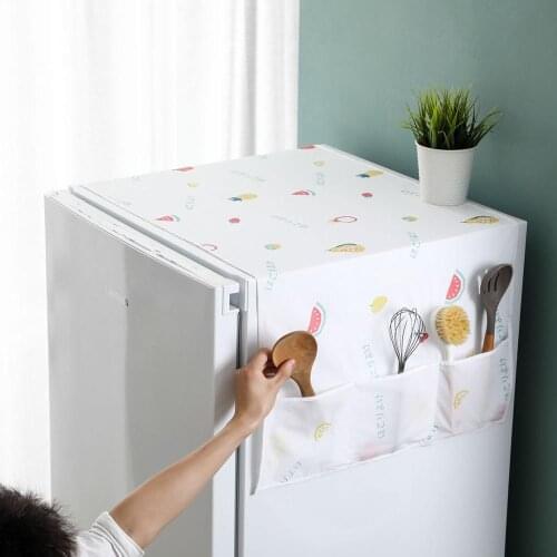 Fridge Dust Cover Waterproof PEVA Printing Washing Machine Cover With Storage Bag Fridge Anti-dust Covers