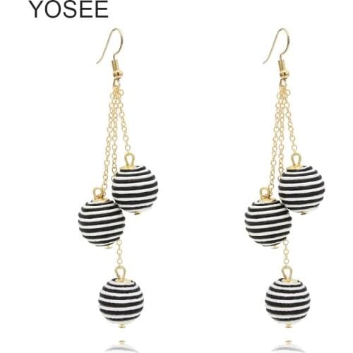 High Quality Earrings for Women Fashion Korean Net Red Earrings Girls Retro Temperament Rope Hit Color Round ball Earring