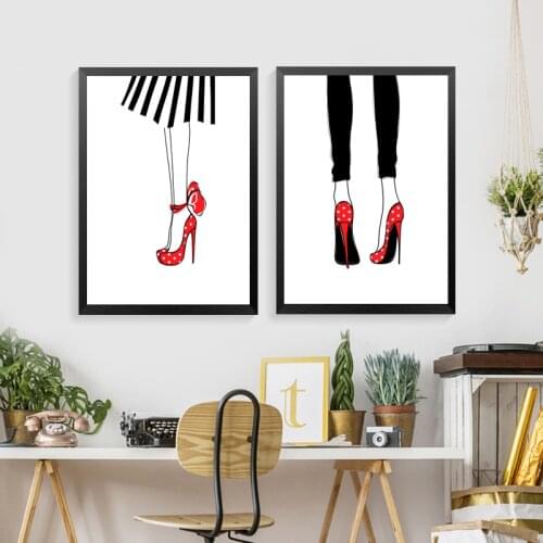 Modern Posters And Prints Wall Art Canvas Painting Wall Pictures Nordic Fashion Girl Red Picture Decoration HD2387