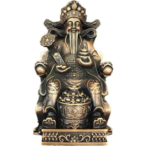 Antique Solid Brass God of wealth Figurines Retro Copper Animal Tea Pet Desktop Ornament Decor Crafts Keychain Pendants