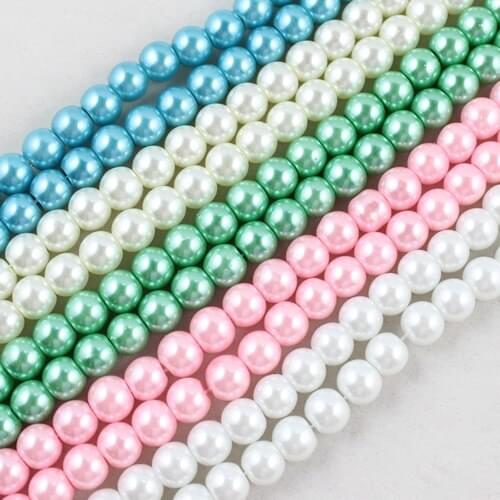 440pcs/lot 10mm Mix Color Glass Imitation Pearl Beads Wholesale Jewelry Spacer Round Beads for Bracelet & Necklace K04160