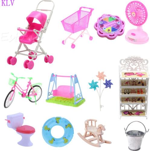 Hot 1PCS pink Assembly Baby Stroller Trolley Nursery Furniture Carts Toys for Barbie Doll Christmas birthday gift