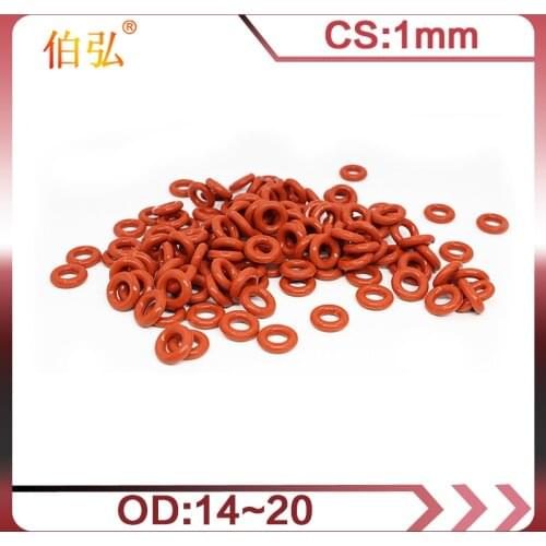 10PCS/lot Red Silicon O-Ring Silicone/VMQ 1mm Thickness OD14/15/16/17/18/19/20mm O Ring Seal Rubber Gasket Rings Washer