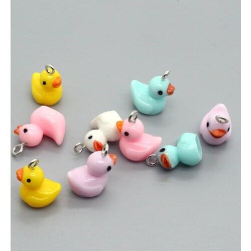 Yamily 10pcs/Cute Resin Simulation Little Colorful Duck Charms Pendant For Bracelet Keychain Earring Fashion Jewelry Accessories
