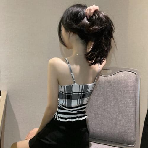 Women Tanks Tops Plaid Camisole Womens Summer Shirt Camis Crop Top For Women