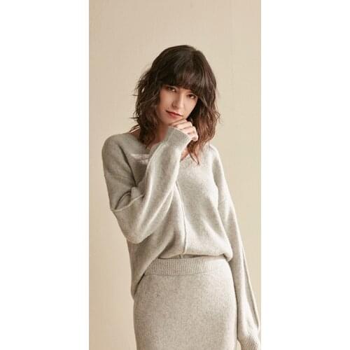 CMAZ 2019 Autumn V-Neck Long Style Loose Pullover Long Sleeves Sweater Women Streetwear CMAZ19C7141