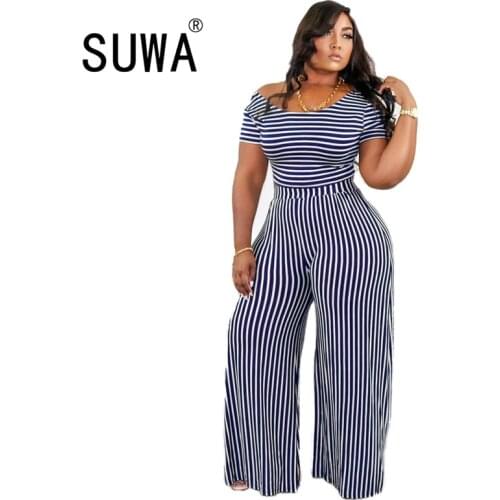 Contrast Striped Patchwork Summer 2 Piece Outfits Women Sets Wholesale Plus Size Clothes Short Sleeve T-Shirt Wide Leg Pants