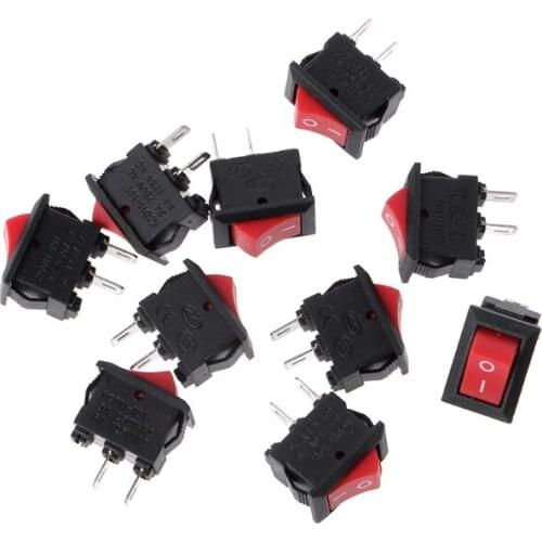 10 Pcs 2 Pin 10x15mm SPST ON/OFF Soldering Terminal Boat Rocker Switch 3A AC 250V