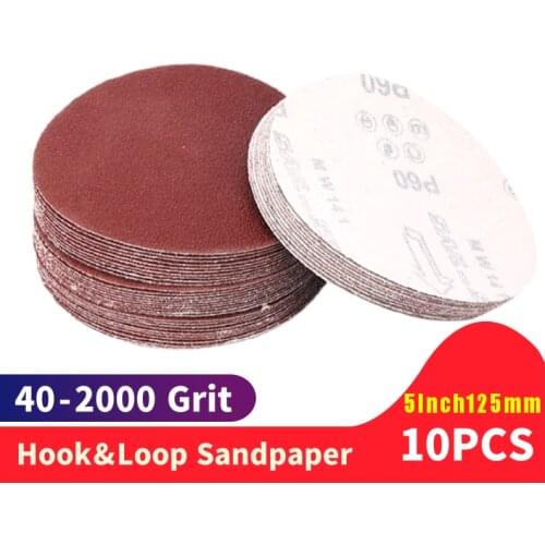 10Pcs/Set 125mm Sandpaper Round Shape Sanding Discs Hook Loop Sanding Paper Buffing Sheet Sandpaper 8 Hole Sander Polishing Pad